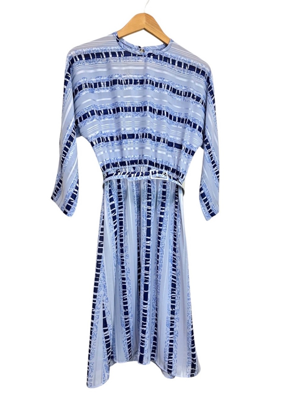 Vintage Zane Lightweight Blue Stripe Print Dress